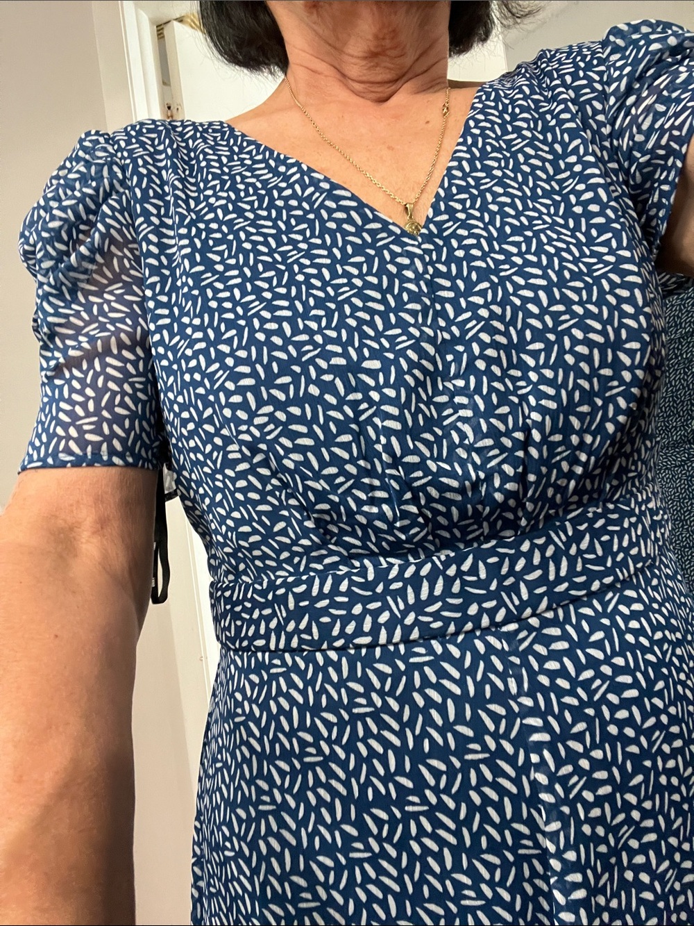 Woman blue dress
